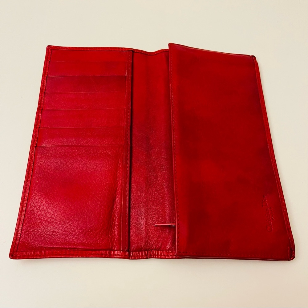 Vintage Christian Dior Red Pebbled Leather Continental Wallet - Picture 12 of 12